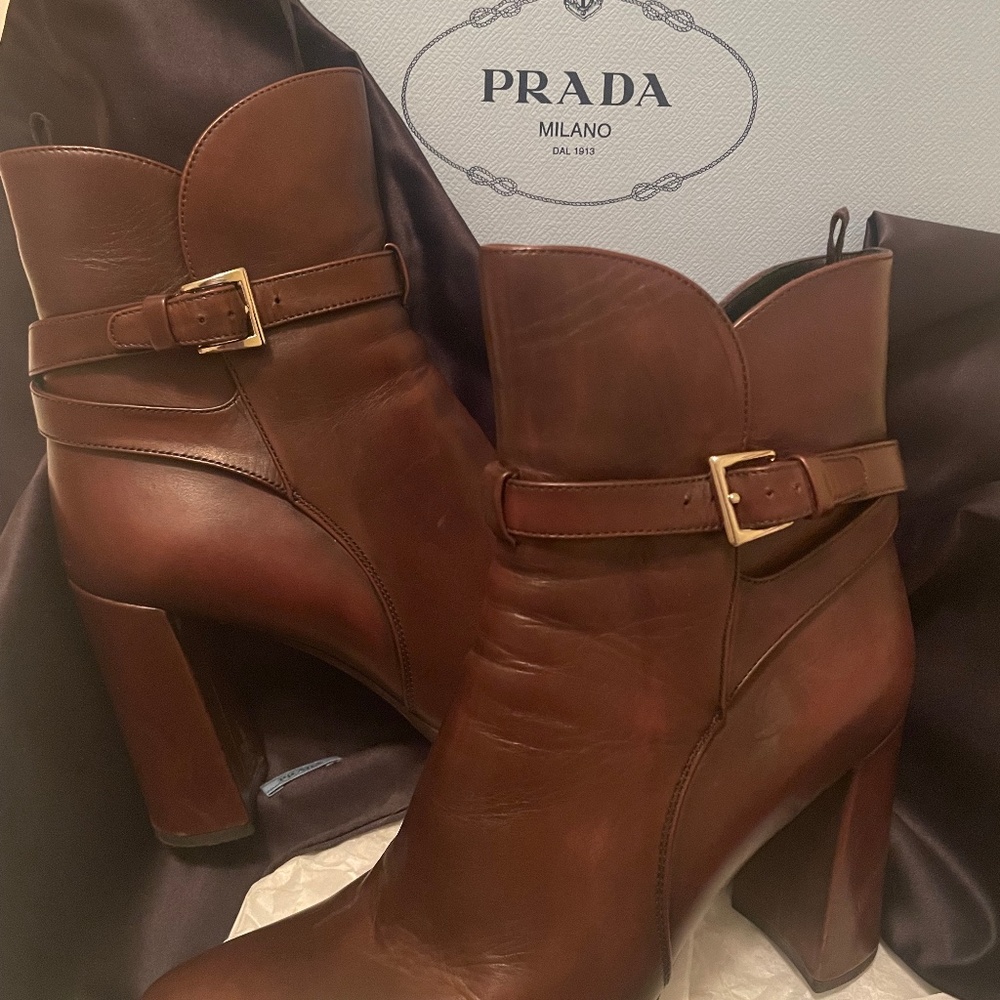 PRADA leather booties